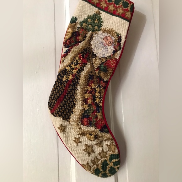 Vintage Christmas stocking needle point - Picture 1 of 13